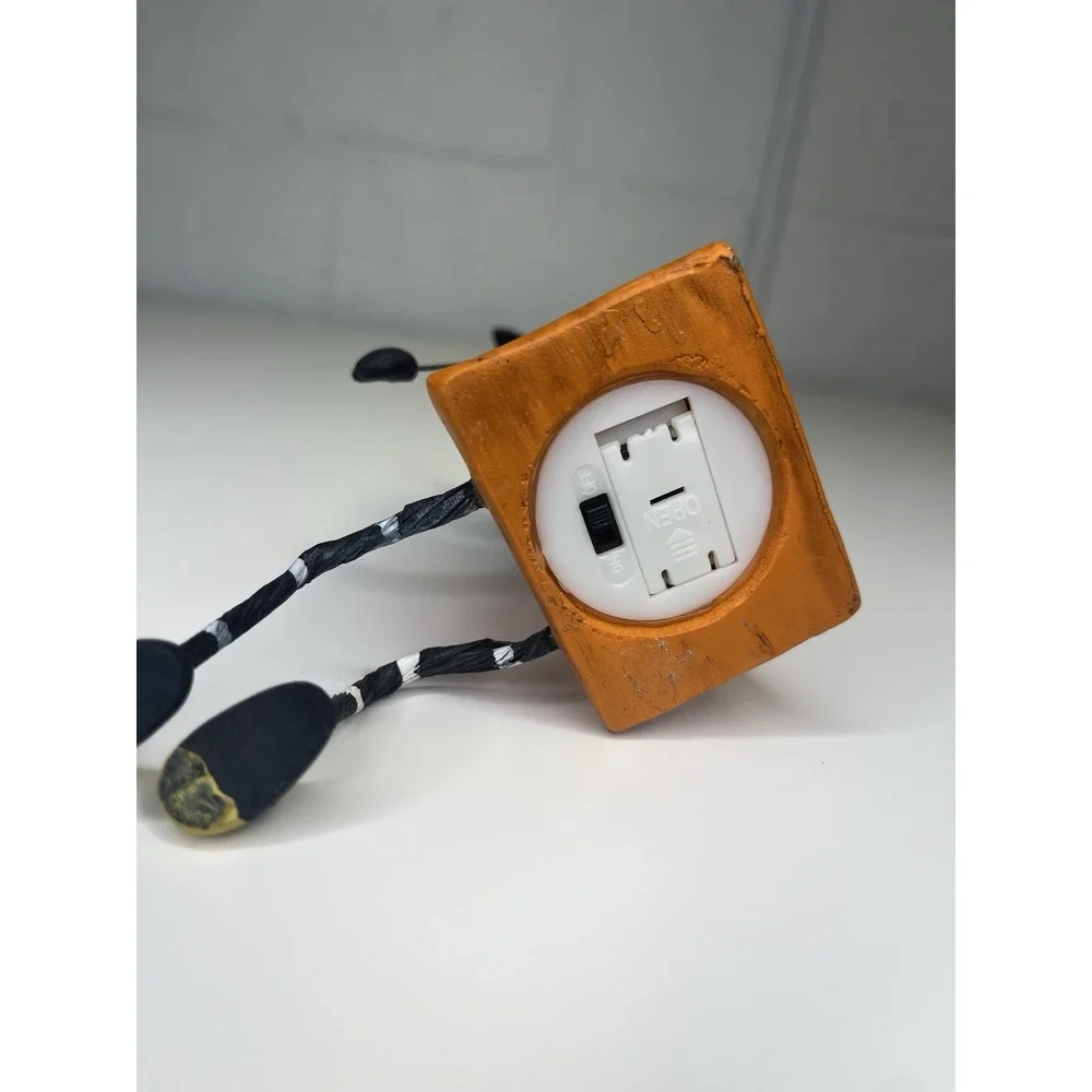 JOHANNA PARKER Retro Cat Pumpkin Shelf Sitter Light Up Treat Bag‎ jack o lantern